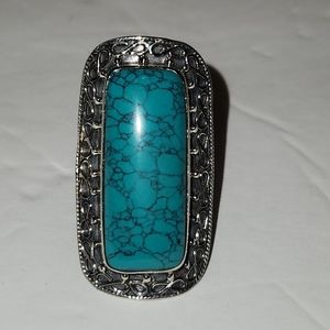 Sterling Silver Intricate Artistry Oval set Ring- Size 9.5
